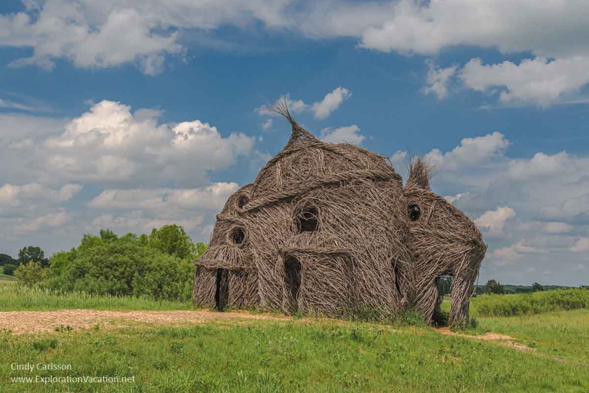 informal "buildings" built from willow saplings