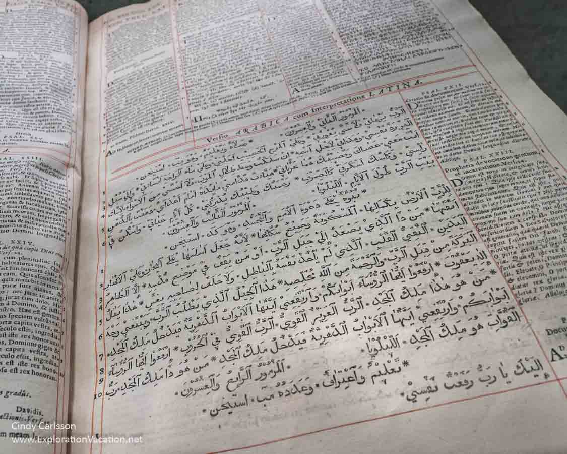 detail of text in multiple languages