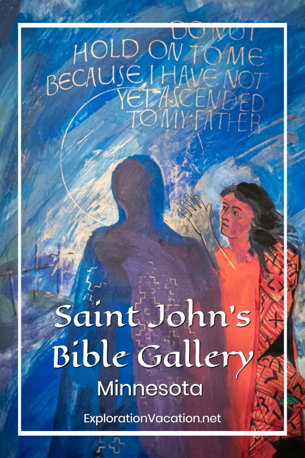 art with the resurrected Jesus and a woman with text "the Saint John's Bible Gallery"