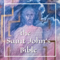 painting of the Son of Man with text "the Saint John's Bible"