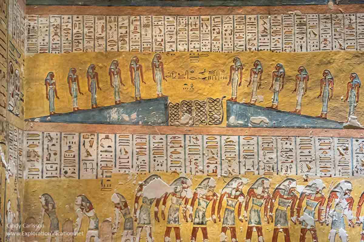 Interior painting showing people and text