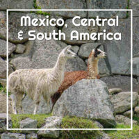 two lama by stone wall by "Mexico, Central and South America"