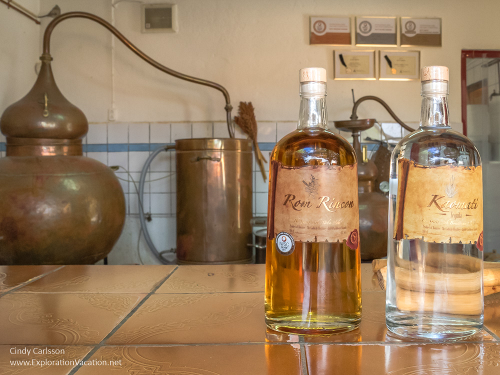 rum bottle and distillery equipment in Bonaire 