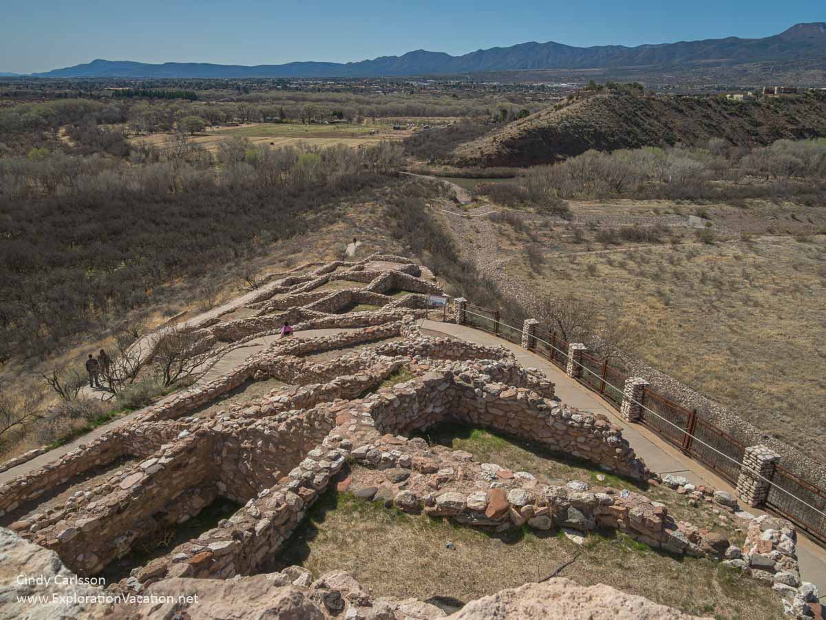 Photo of the Tuzigoot National Monument in Arizona from near the top of the ruins. (Photo &copy; Cindy Carlsson at ExplorationVacation.net)