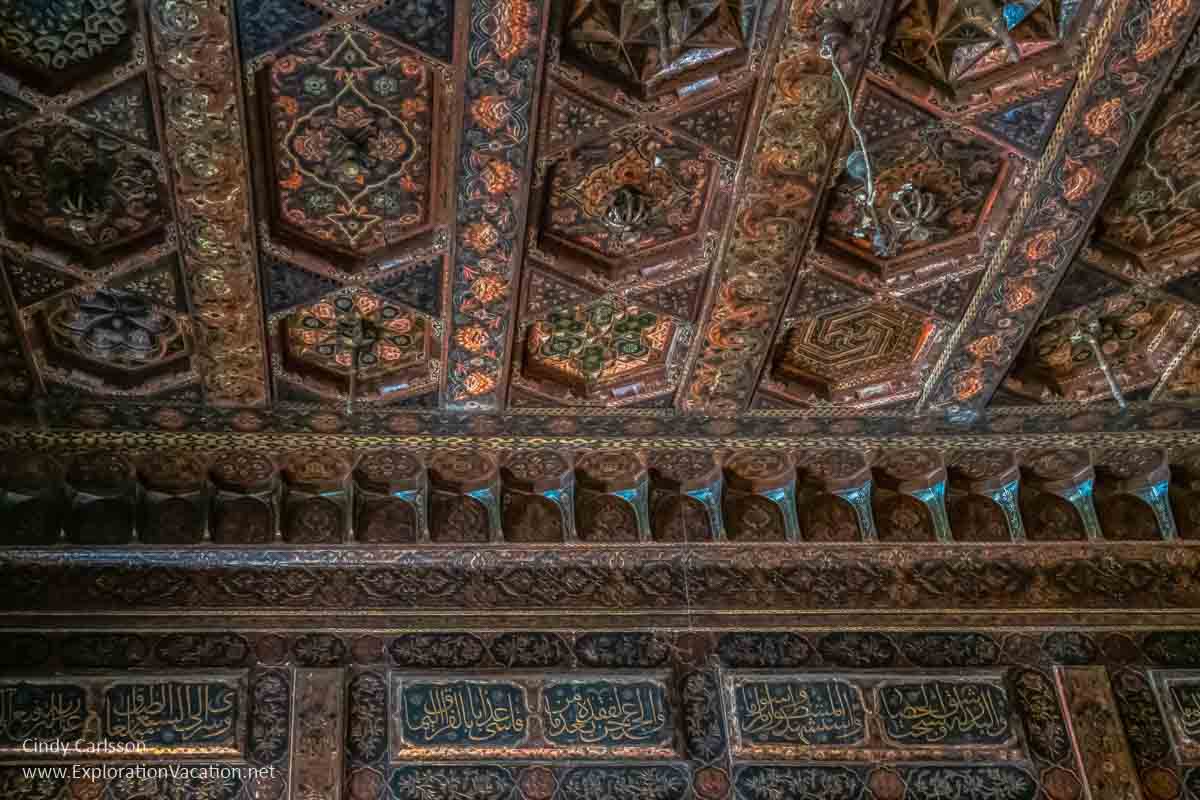 elaborately carved and painted Arab ceiling