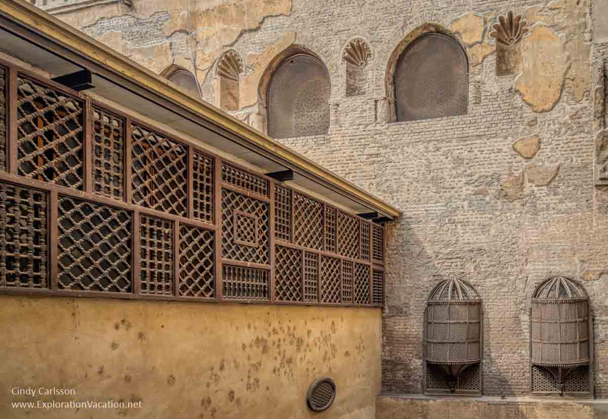 courtyard with mashrabiya-covered windows