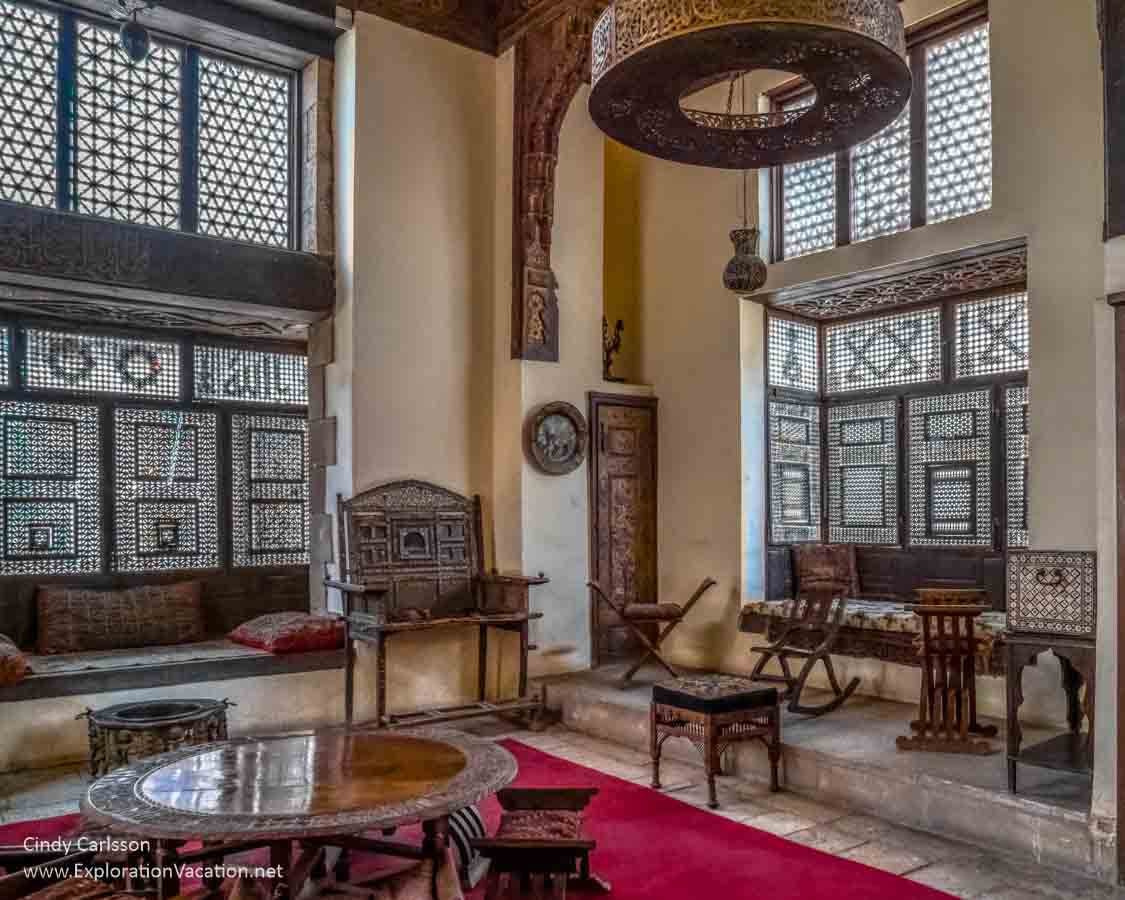 interior room of the harem at an Ottoman house in Cairo