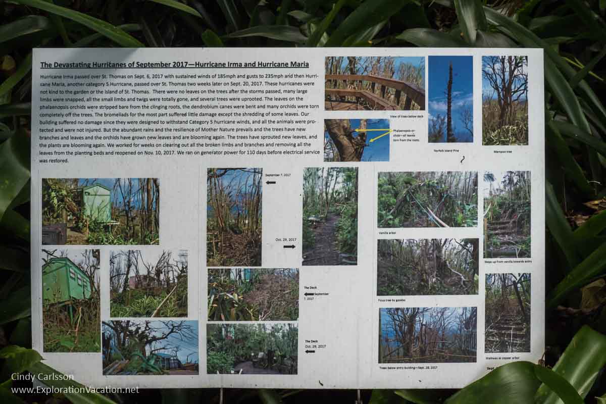 sign with information on hurricane damage