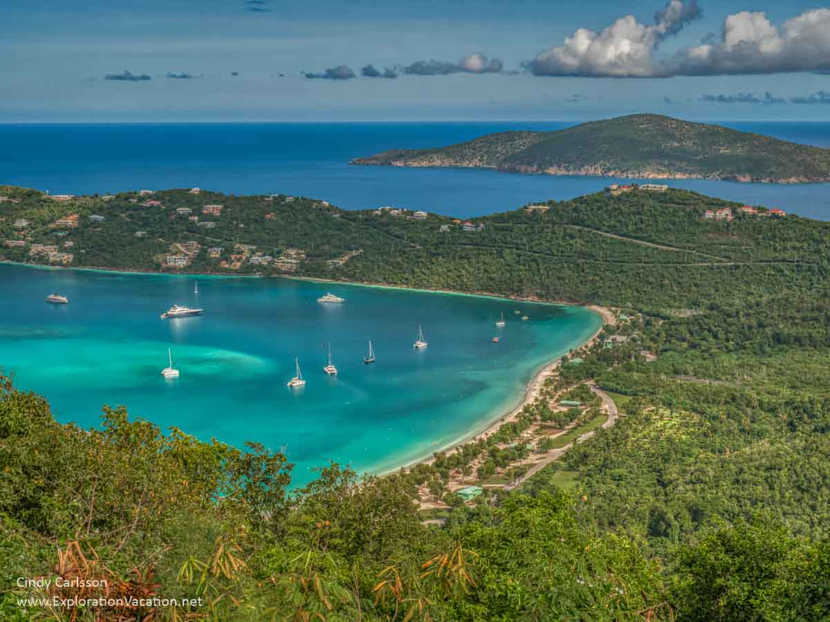 View of a tropical bay from above