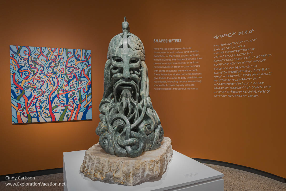 "Beowolf" sculpture and painting "Odin Shapeshifter" by Abraham Anghik Ruben