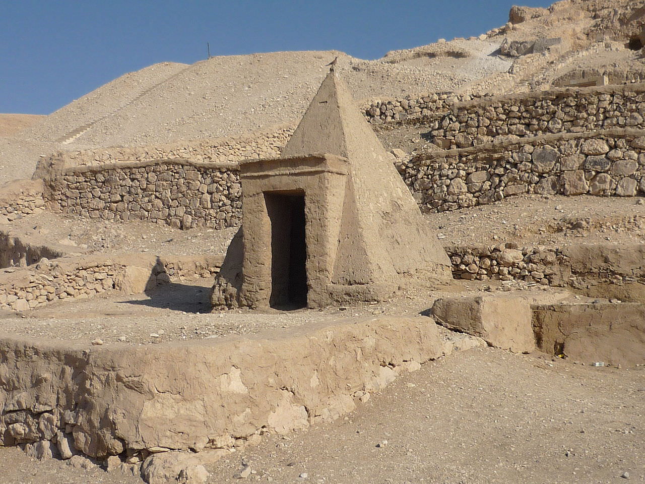 mud brick pyramid in Deir el-Medina Luxor Egypt