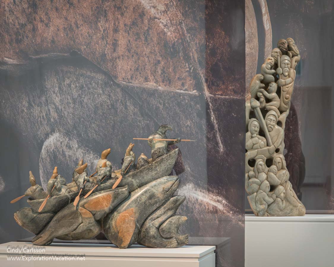 "Migration: Umiak with Spirit Figures (The Great Spirit Hunt)" and "Odin's Saga: The New World," by Abraham Anghik Ruben