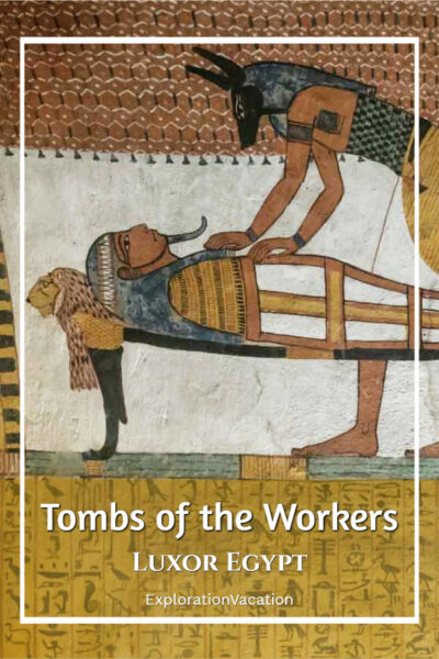 painting with text "Tombs of the Workers Luxor Egypt"