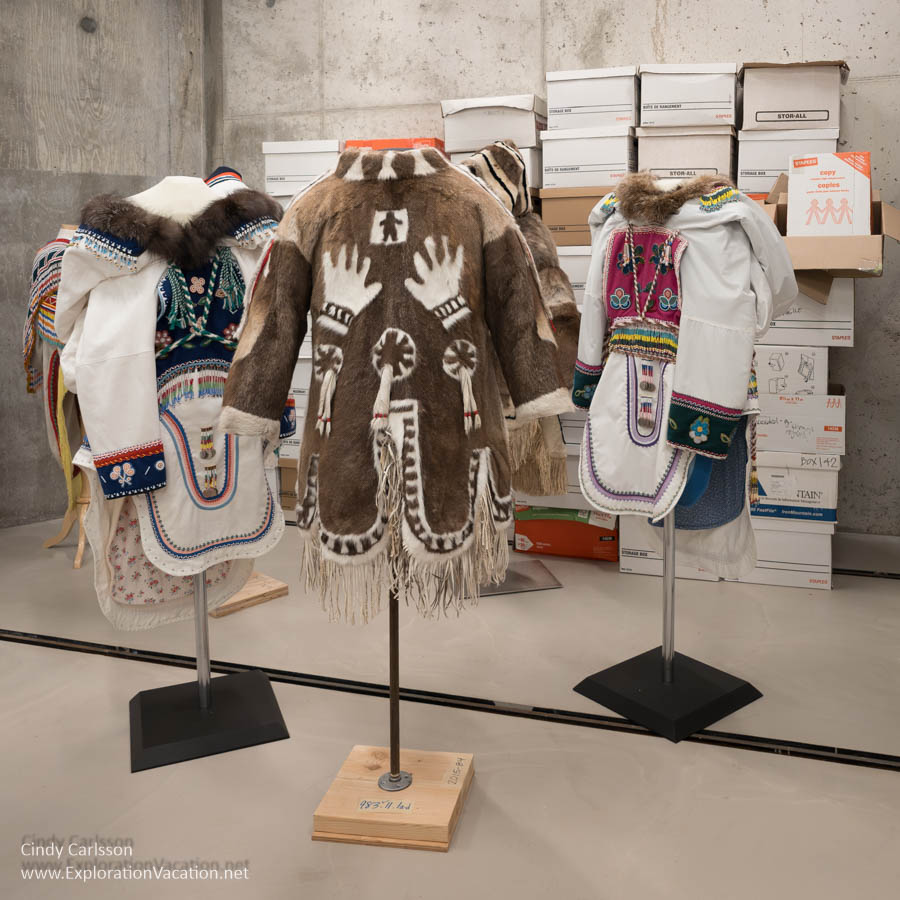 clothing awaiting a return to storage after the closing of an exhibit
