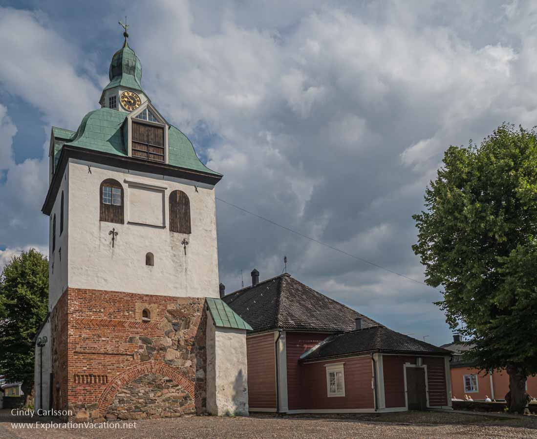 Photo of the belfry at Porvoo's Old Borg&aring; cathedral in Finland &copy; Cindy Carlsson at ExplorationVacation.net