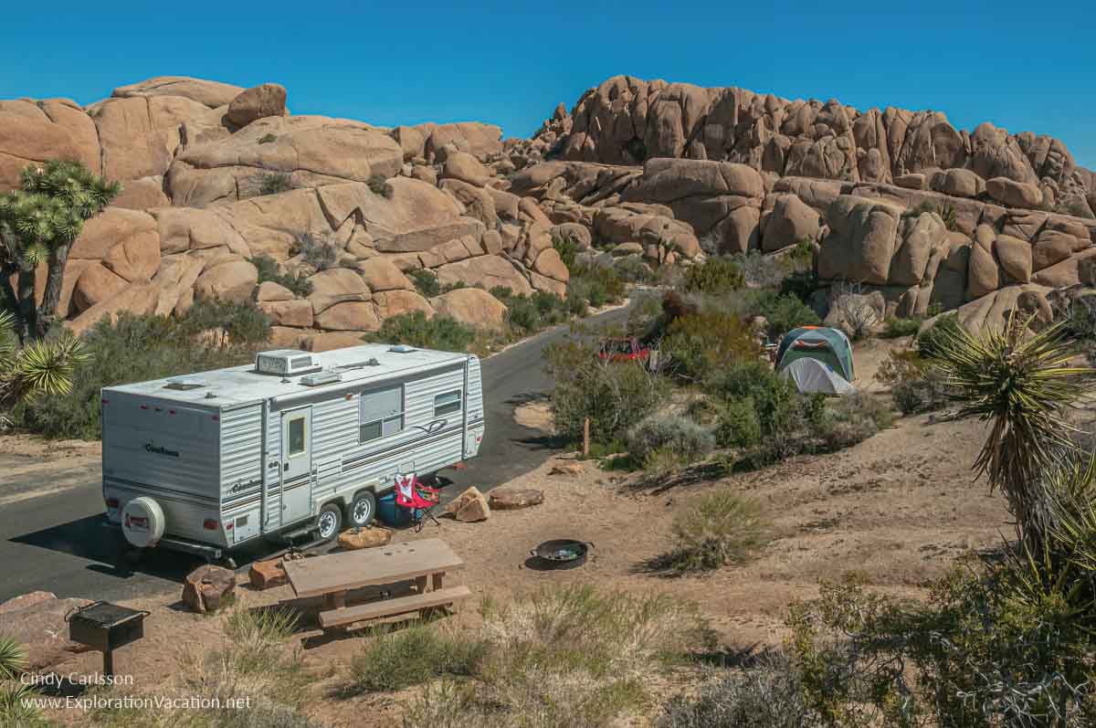 photo of campsites amid giant boulders