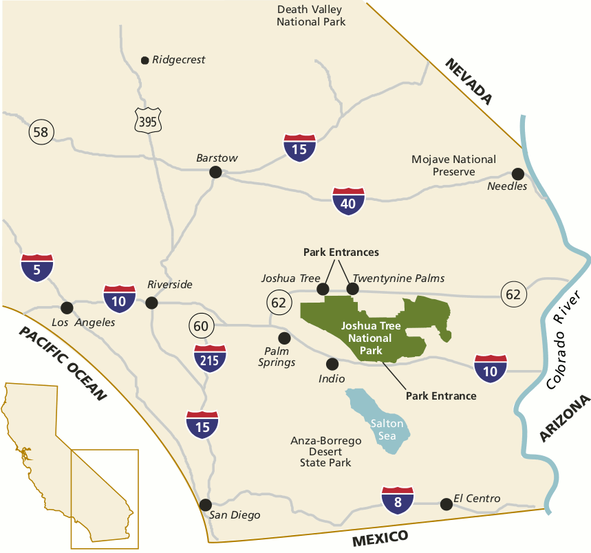 area map showing Joshua Tree National Park location