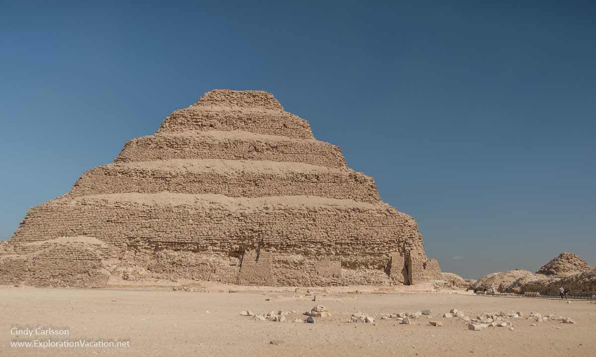 photo of a large step pyramid in the desert