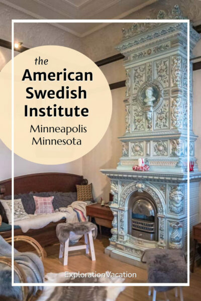 Scandinavian room with a tile stove with text " the American Swedish Institute Minneapolis Minnesota"