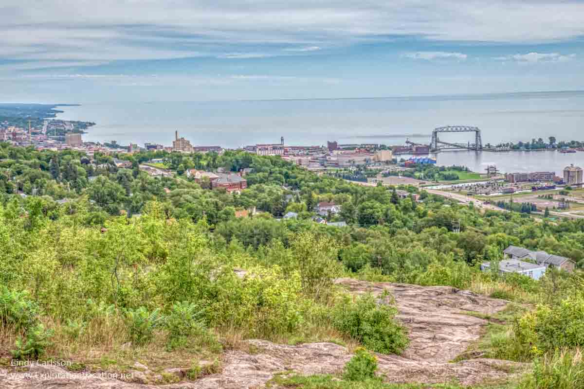the Duluth waterfront from above