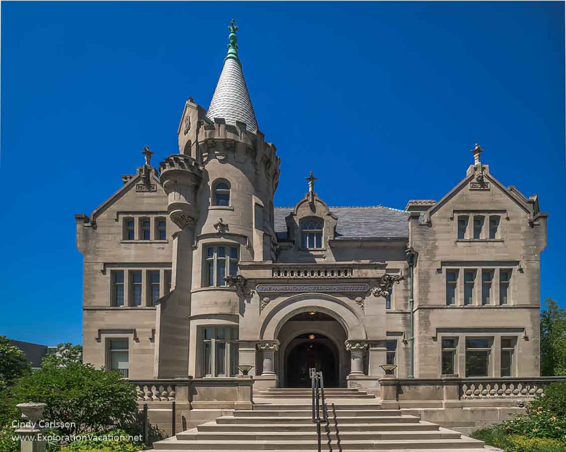 front view of the castle-like mansion that is the home of the American Swedish Institute