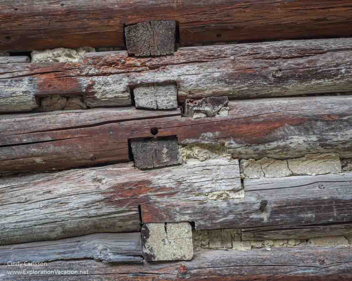 photo detail of connecting log walls