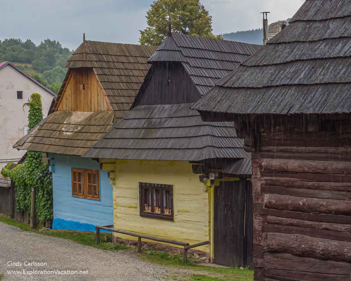 photo of colorful wooden folk houses