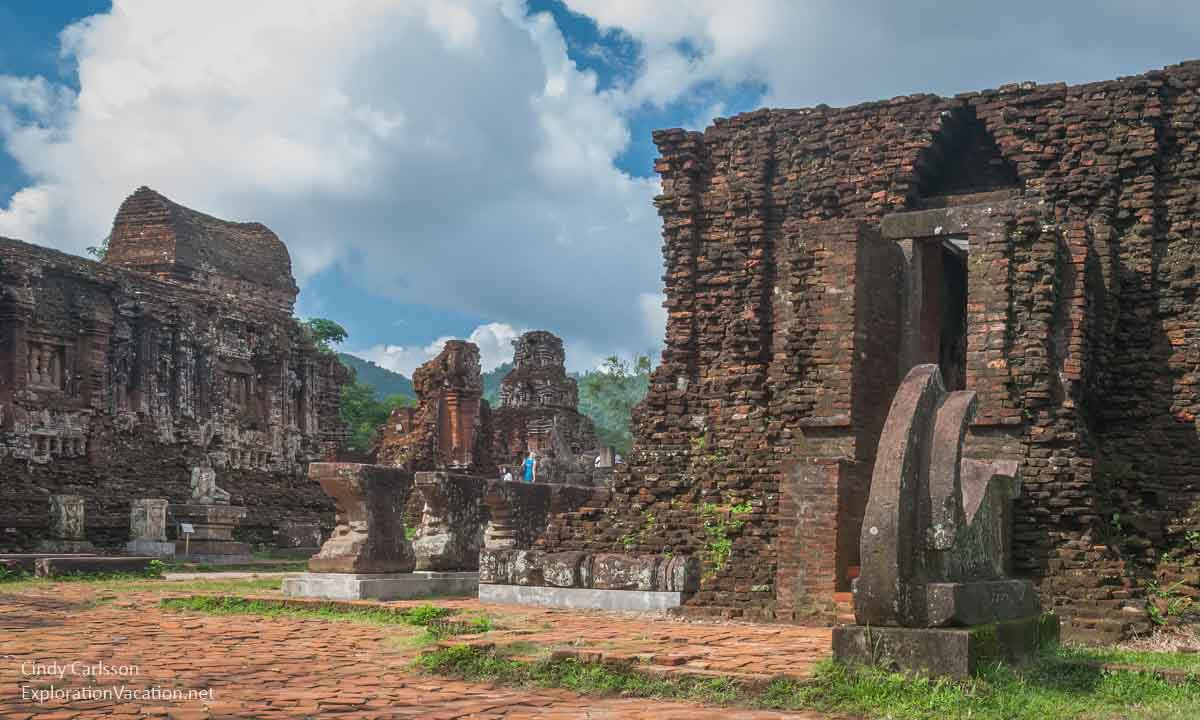 courtyard with ruined temple buildings at My Son 