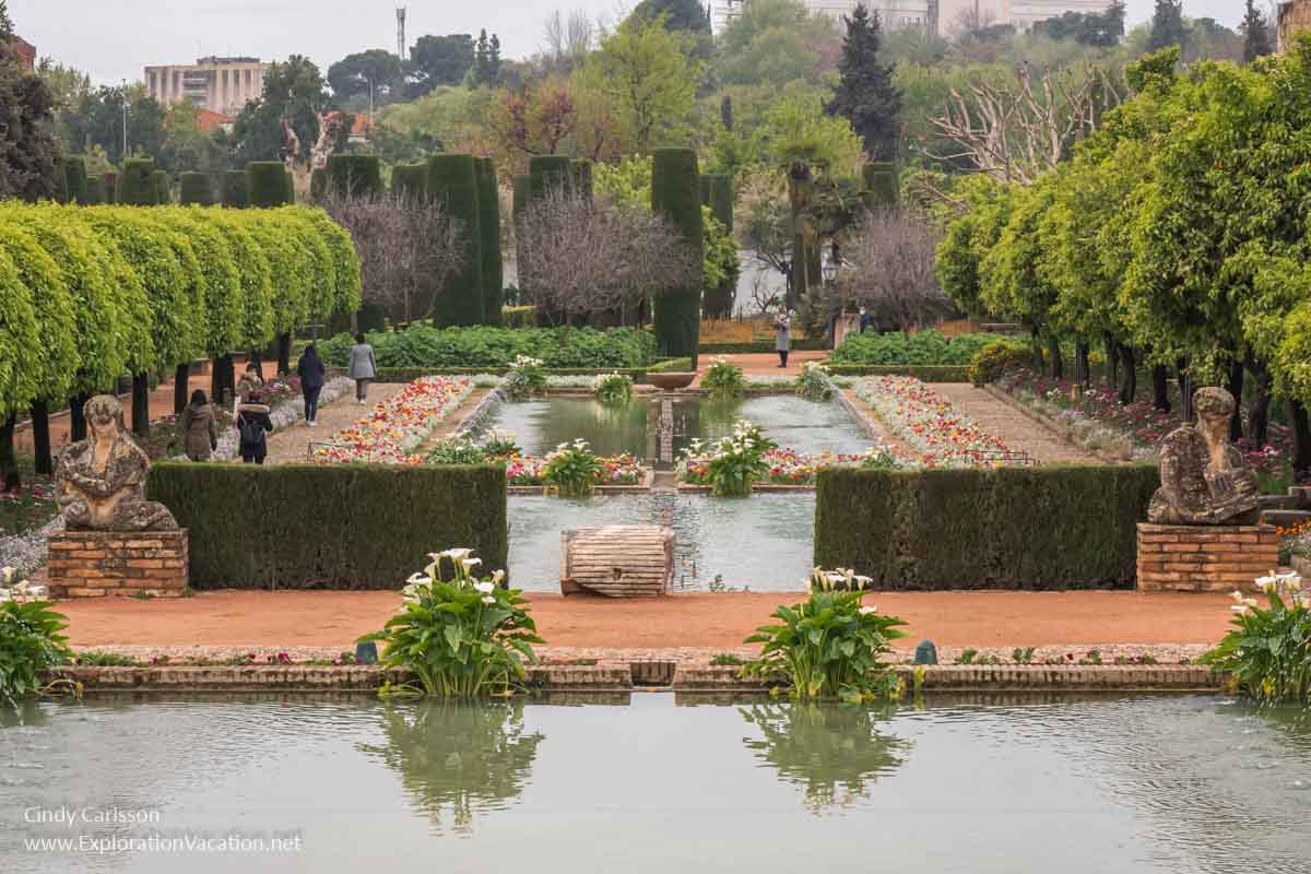 photo of gardens at the Alcazar in Cordoba Spain