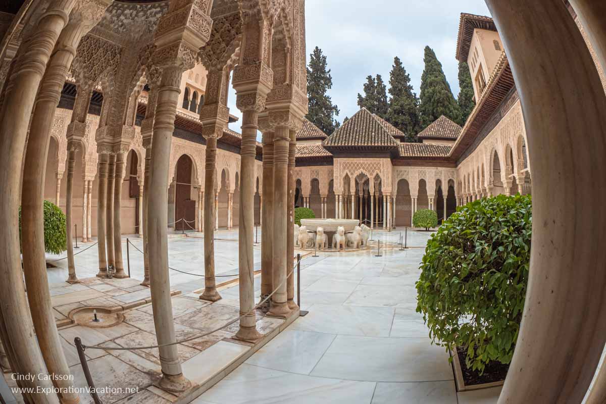 photo of Alhambra interior courtyard in Granada Spain
