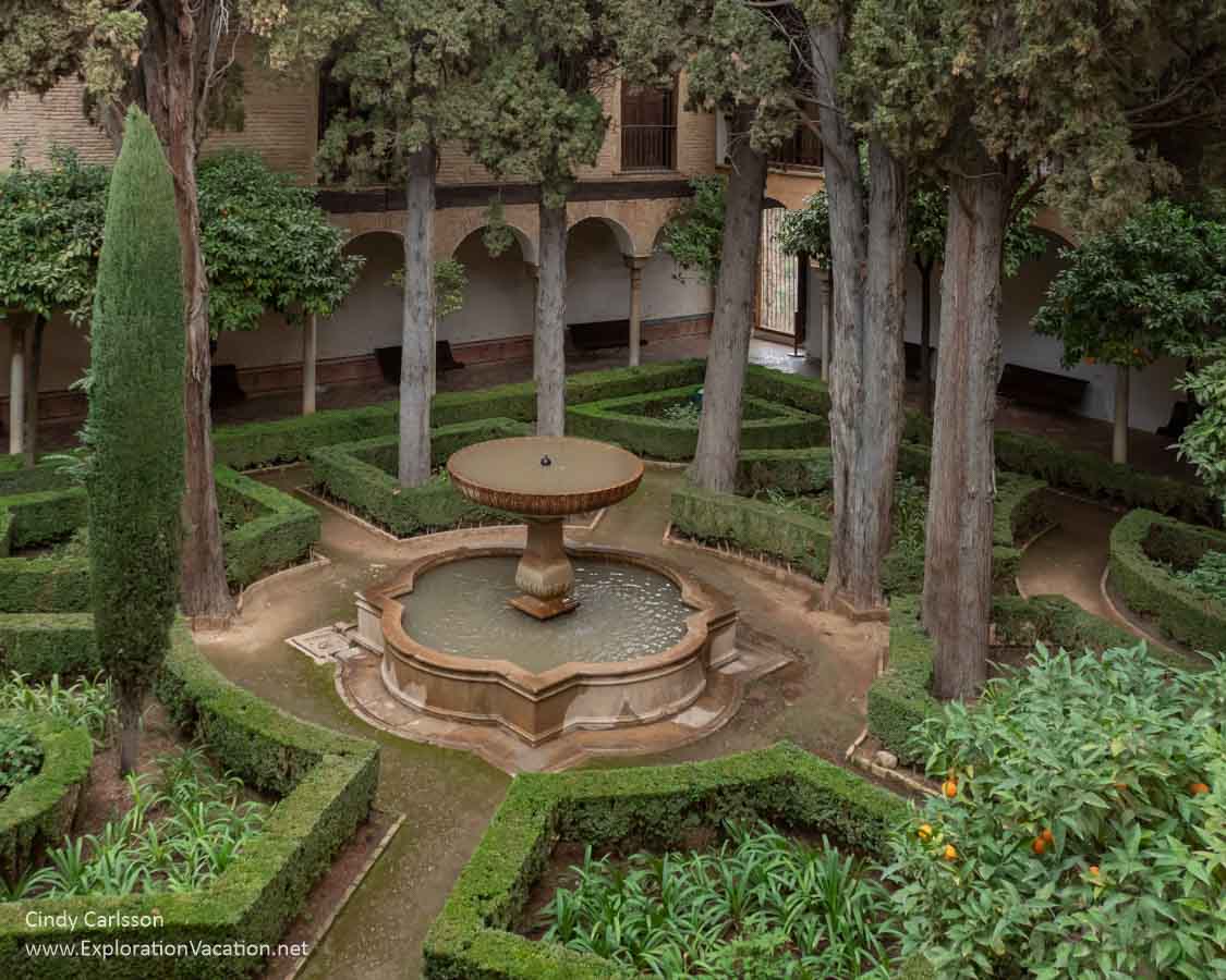 photo of a garden at the Alhambra in Granada Spain