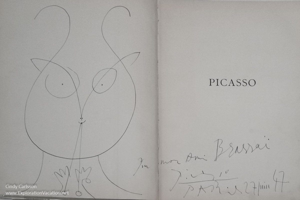 photo of a drawing and inscription by Picasso to Brassai