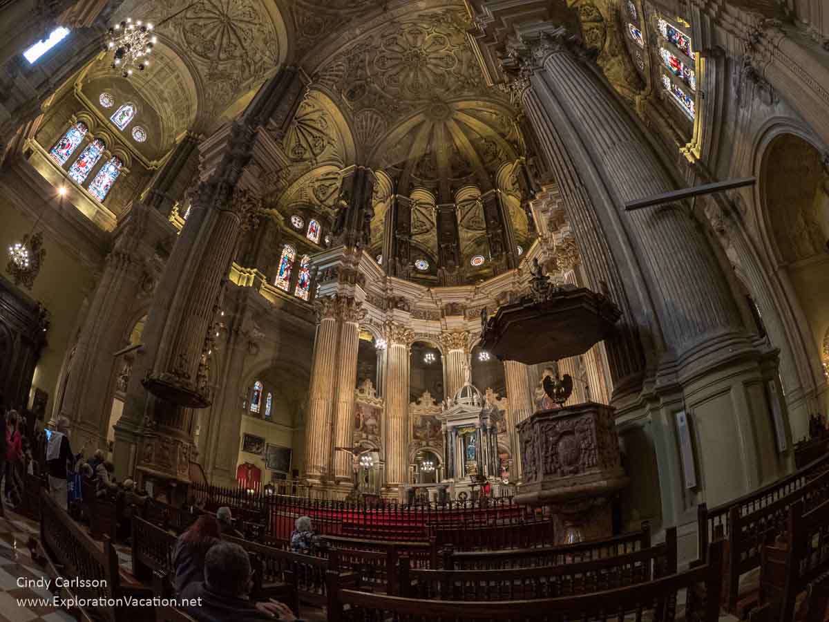 fisheye photo of the main altar in the cathedral of Malaga Spain