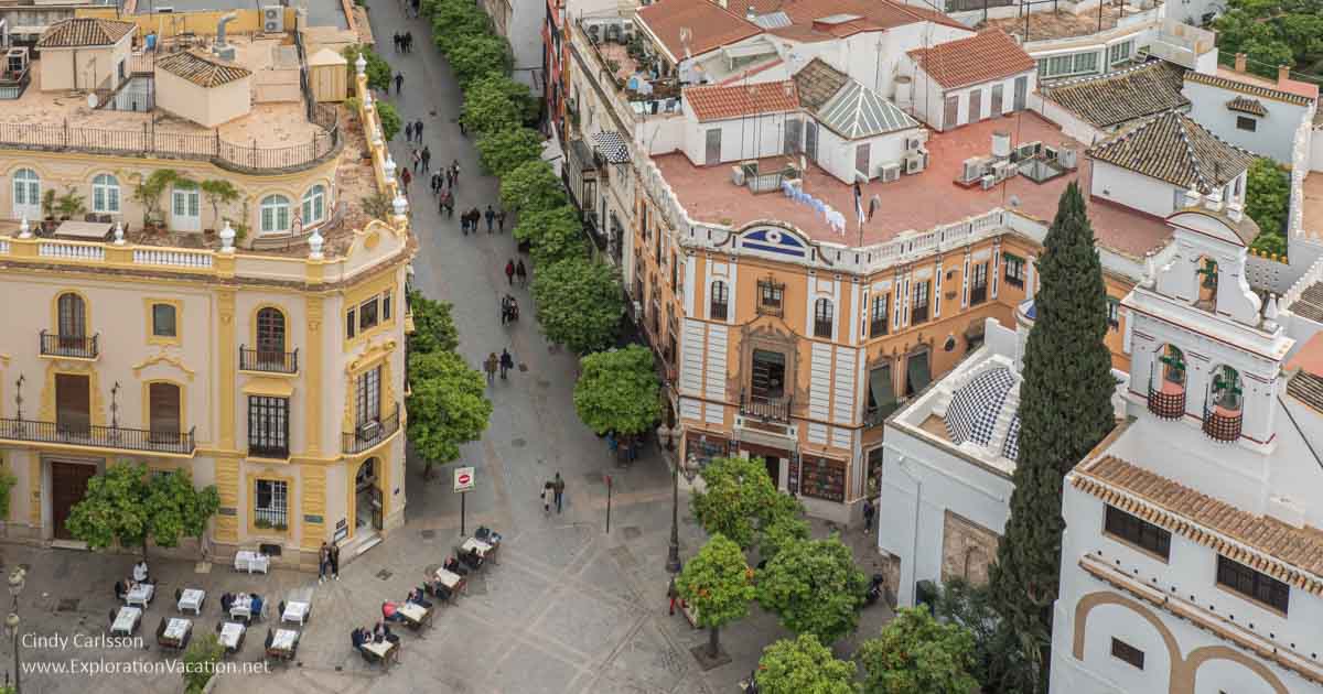 photo of Seville Spain street scene from above