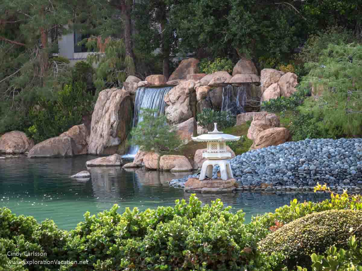 waterfall at the Japanese Friendship Garden in Phoenix Arizona