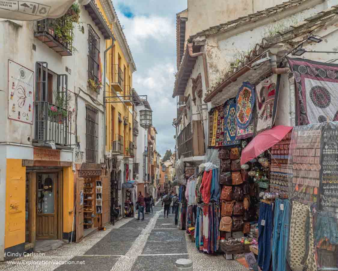 photo of streets outside the Alcaicería market area in Granada Spain