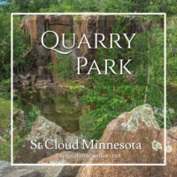 Photo of a flooded quarry with text "Quarry Park St Cloud Minnesota - ExplorationVacation.net"