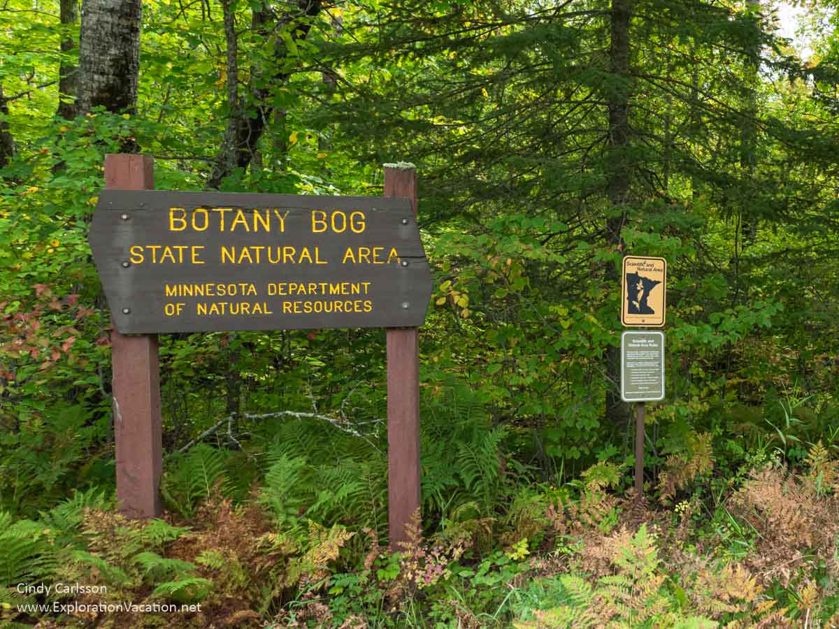 Photo of the sign for the Botany Bay Natural and Scientific Area just of the Edge of the Wilderness Scenic Byway in northern Minnesota &copy; Cindy Carlsson at ExplorationVacation.net