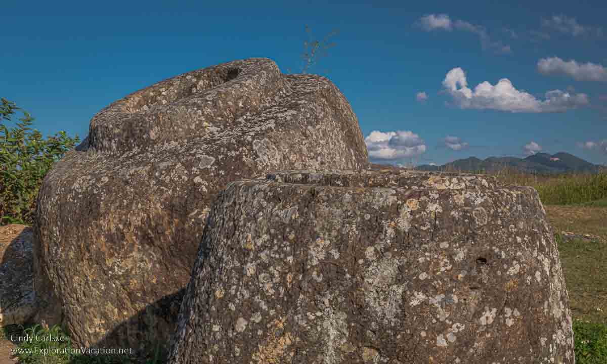 close-up photo of jars at Site 1 of the Plain of Jars UNESCO World Heritage Site Laos &copy; Cindy Carlsson at ExplorationVacation.net