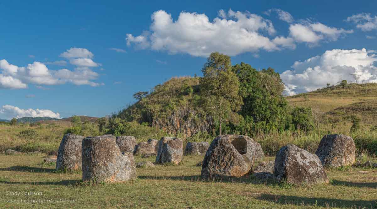 photo of stone jars at Site 1 of the Plain of Jars UNESCO World Heritage Site in Laos &copy; Cindy Carlsson at ExplorationVacation.net 