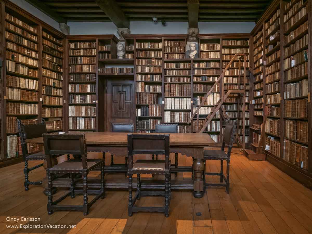photo of the library at the Plantin-Moretus House-Workshops-Museum UNESCO World Heritage Site in Antwerp, Belgium &copy; Cindy Carlsson at ExplorationVacation.net