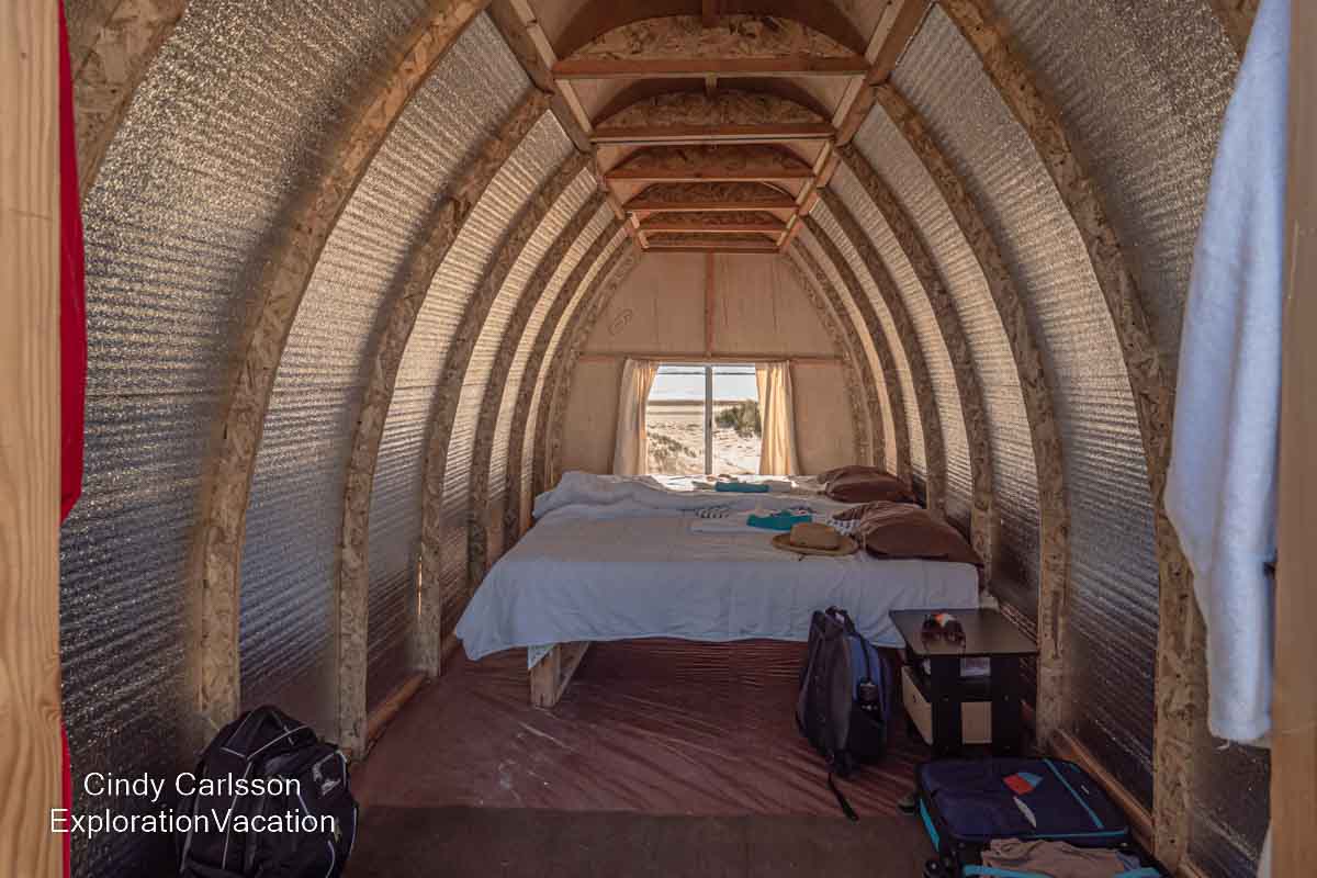 Photo of the inside of a wood cabin at the Baja Jones whale watching camp on Laguna Ojo de Liebre in Guerrero Negro, Baja Sur, Mexico &copy; Cindy Carlsson - ExplorationVacation.net