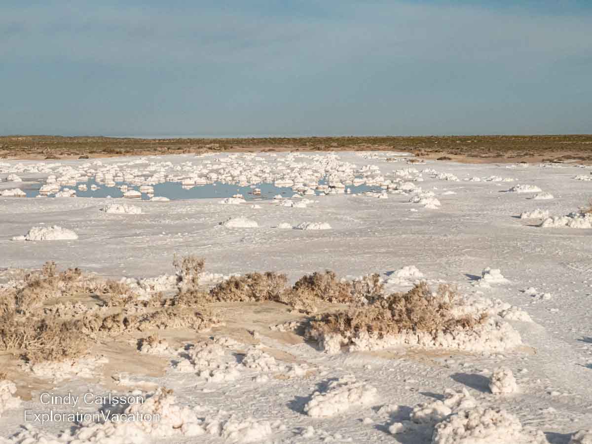 Photo of salt pools along the road to the whale watching dock at Laguna Ojo de Libre in the Whale Sanctuary of El Vizca&iacute;no UNESCO World Heritage Site in Baja Mexico &copy; Cindy Carlsson &ndash; ExplorationVacation.net 