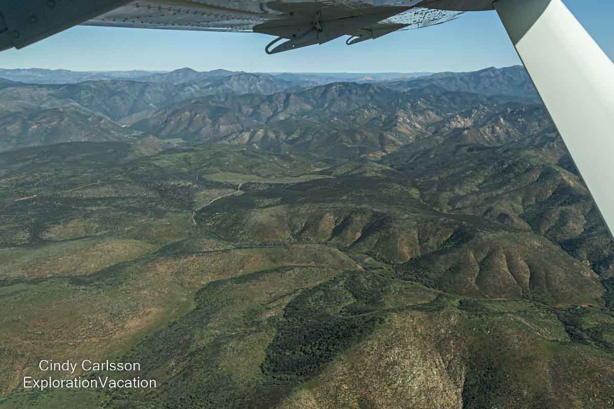 Photo of mountains in Baja California as seen from a small airplane &copy; Cindy Carlsson - ExplorationVacation.net 