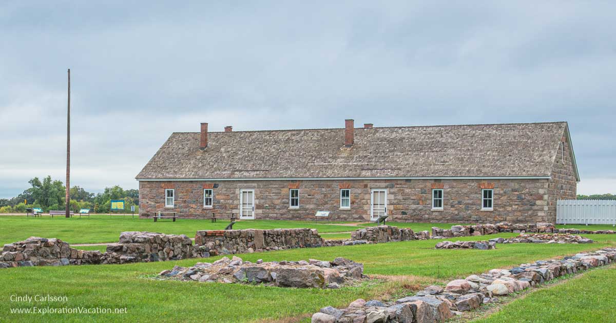 photo of the reconstructed fort at Fort Ridgely State Park in Minnesota © Cindy Carlsson at ExplorationVacation.net