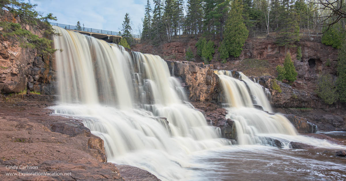 photo of the waterfall at Gooseberry Falls State Park along Lake Superior in Northern Minnesota © Cindy Carlsson at ExplorationVacation.net