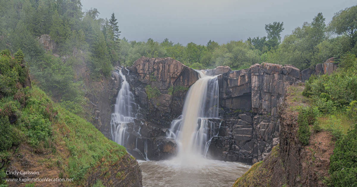 photo of the waterfall on the Pigeon River in Minnesota's Grand Portage State Park © Cindy Carlsson at ExplorationVacation.net