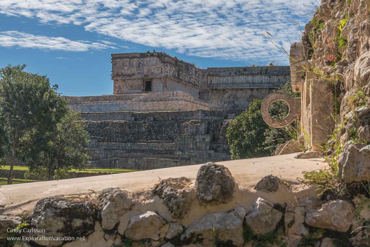 photo of rings in the wall in the ball court at Uxmal, part of the Pre-Hispanic Town of Uxmal World Heritage Site &copy; Cindy Carlsson at ExplorationVacation.net
