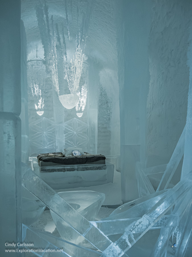 Photo of Art Suite T&eacute;ckara by Chilean sculptor and designer Javier Opazo at Icehotel 365 in Jukkasj&auml;rvi, Swedish S&aacute;pmi (Lapland) &copy; Cindy Carlsson ExplorationVacation.net
