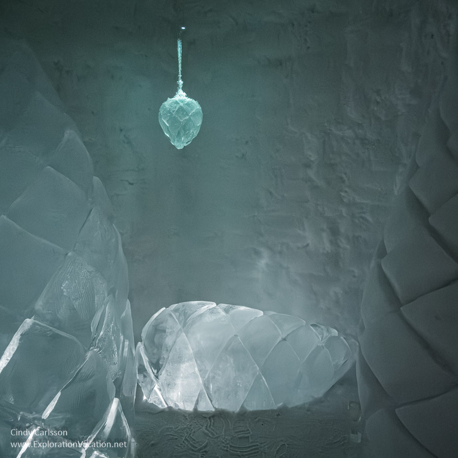Photo of the Strobilus Land suite by Linda Vagnelind at Icehotel 365 in Jukkasj&auml;rvi, Swedish S&aacute;pmi (Lapland) &copy; Cindy Carlsson ExplorationVacation.net